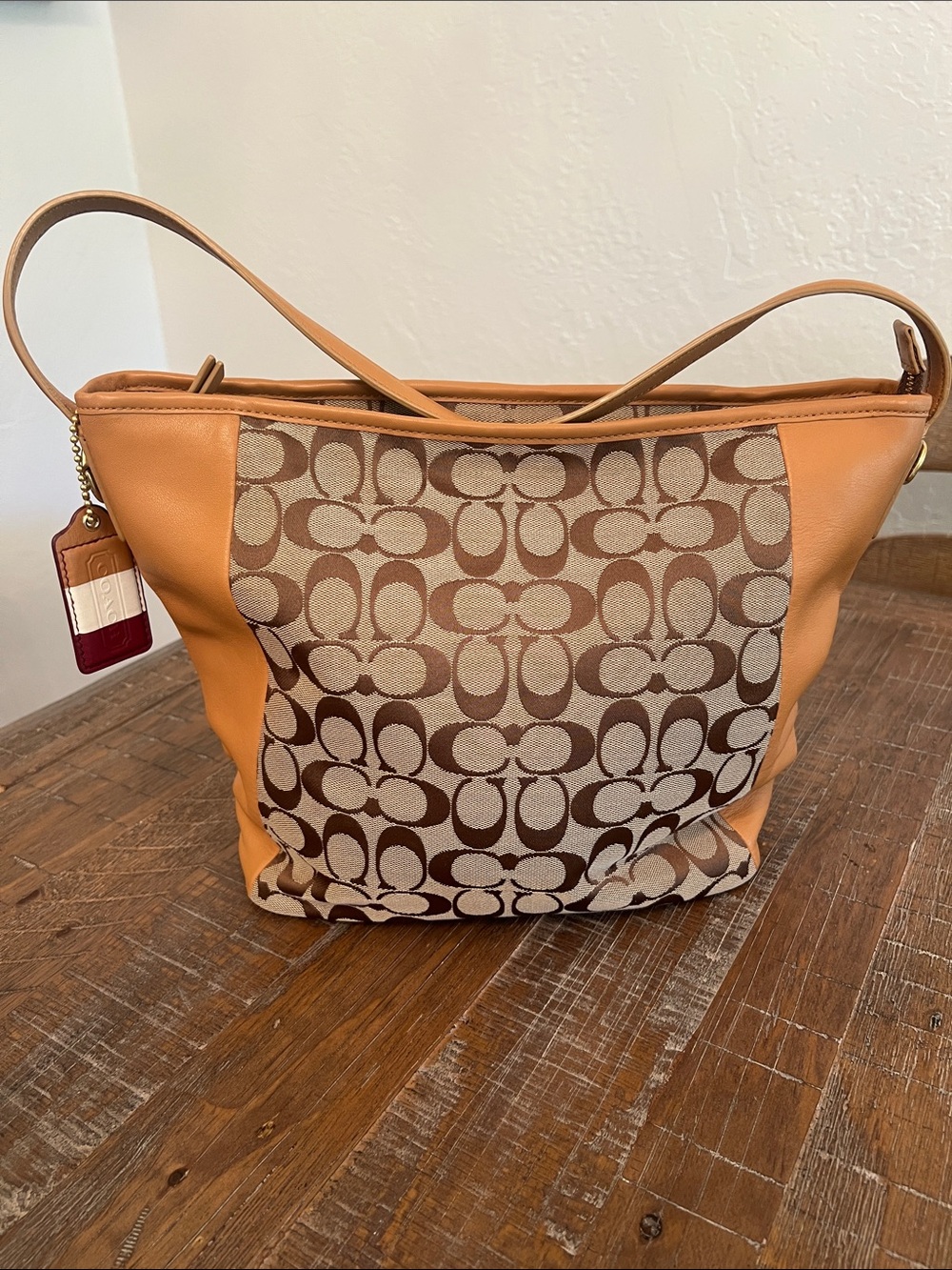Coach Legacy Weekend  Signature Monogram City Tote Bag - Tan & Chestnut
